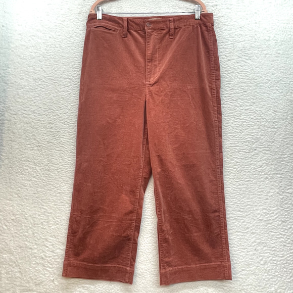 Madewell Pants - Madewell Pants Womens 32 Orange Corduroy Slim Emmett Wide Leg Crop High Rise